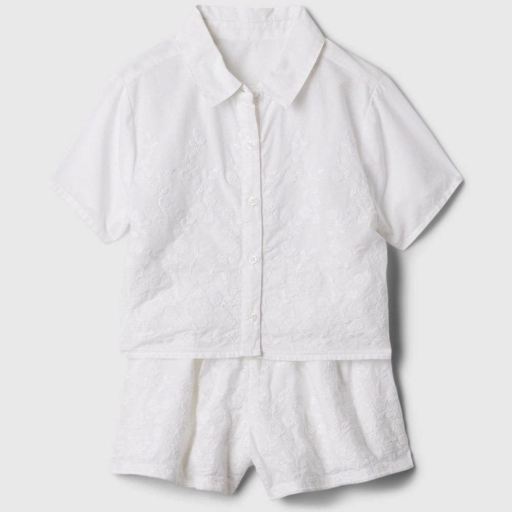 White Embroidered Summer Outfit for Baby Size 6-12 Months